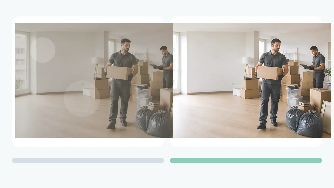 Vorher-Nachher Servicebild für Räumung und Wohnungsauflösung